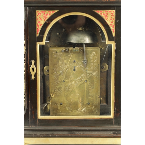 1051 - WILLIAM SMITH, LONDON. A GEORGE III ORMOLU MOUNTED EBONISED VERGE BRACKET CLOCK the bell top case wi... 