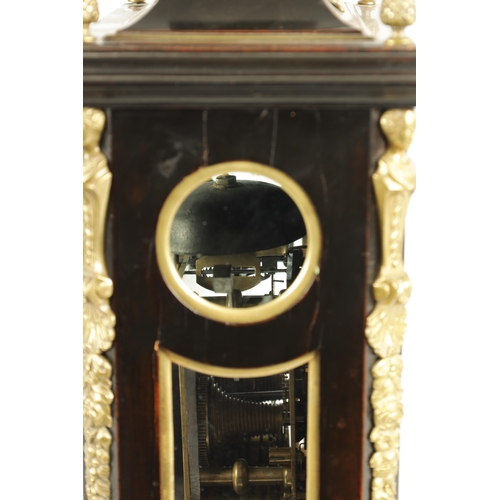 1051 - WILLIAM SMITH, LONDON. A GEORGE III ORMOLU MOUNTED EBONISED VERGE BRACKET CLOCK the bell top case wi... 