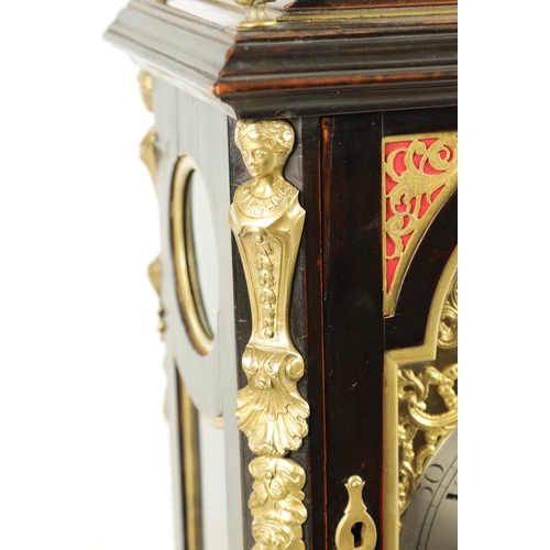 1051 - WILLIAM SMITH, LONDON. A GEORGE III ORMOLU MOUNTED EBONISED VERGE BRACKET CLOCK the bell top case wi... 