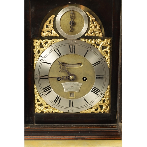 1051 - WILLIAM SMITH, LONDON. A GEORGE III ORMOLU MOUNTED EBONISED VERGE BRACKET CLOCK the bell top case wi... 