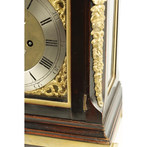 1051 - WILLIAM SMITH, LONDON. A GEORGE III ORMOLU MOUNTED EBONISED VERGE BRACKET CLOCK the bell top case wi... 