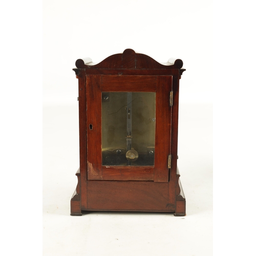 1056 - JAMES BANNISTER, LONDON. A MID 19TH CENTURY FIGURED MAHOGANY LIBRARY CLOCK, the glazed case with car... 