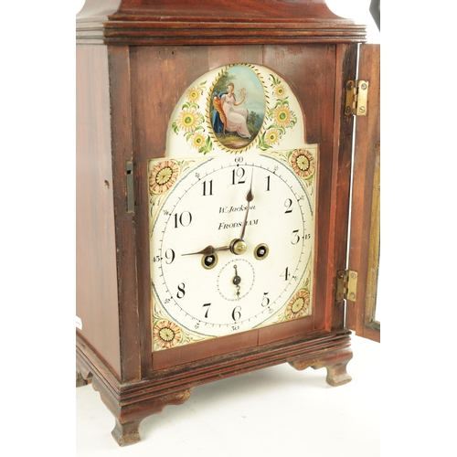 1061 - WILLIAM JACKSON, FRODSHAM A GEORGE III PAINTED DIAL MAHOGANY BRACKET CLOCK the case with moulded bel... 