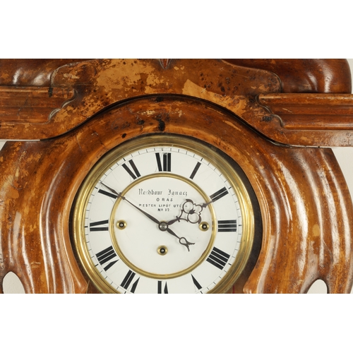 1065 - A 19TH CENTURY BIRDS EYE MAPLE GRAND SONNERIE VIENNA STYLE REGULATOR WALL CLOCK the shaped glazed ca... 