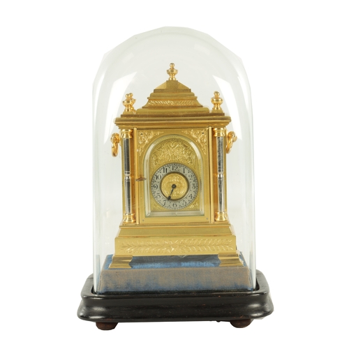 1069 - PEGLER SOUTHAMPTON NUMBERED 5454. A LATE 19TH CENTURY ENGLISH MINIATURE GILT BRASS MANTEL CLOCK FORM... 