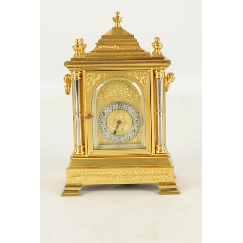 1069 - PEGLER SOUTHAMPTON NUMBERED 5454. A LATE 19TH CENTURY ENGLISH MINIATURE GILT BRASS MANTEL CLOCK FORM... 