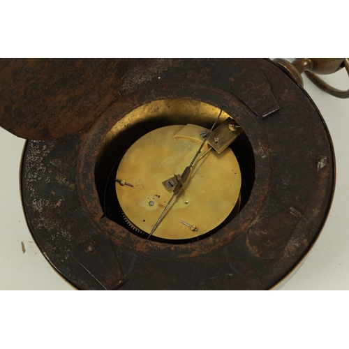 1070 - AN EARLY 19TH CENTURY FRENCH BRONZE CARTEL CLOCK, the moulded case with rope edge moulding and gilt ... 