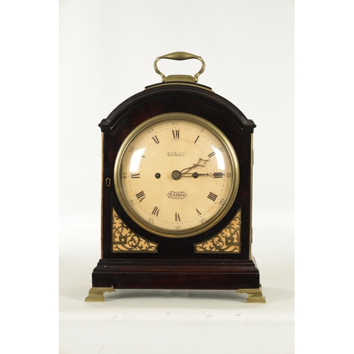 1076 - A REGENCY EBONISED DOUBLE FUSEE VERGE BRACKET CLOCK SIGNED GOODALL, LONDON, the arched case with hin... 