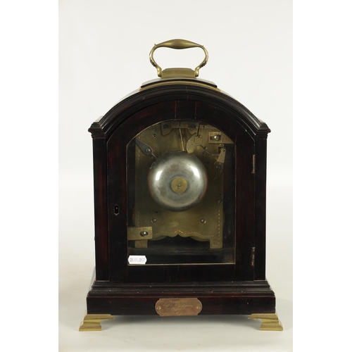 1076 - A REGENCY EBONISED DOUBLE FUSEE VERGE BRACKET CLOCK SIGNED GOODALL, LONDON, the arched case with hin... 