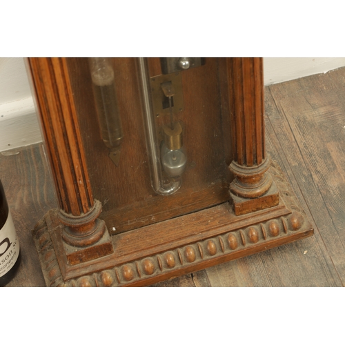 1077 - A 19TH CENTURY ADMIRAL FITZROY OAK CASED BAROMETER with carved arched top above a glazed case with c... 