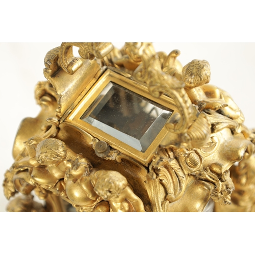 1079 - A FINE AND RARE MID 19TH CENTURY FRENCH GILT BRASS AND SEVRES STYLE LIMOGES ENAMEL PANELLED ROCOCO R... 