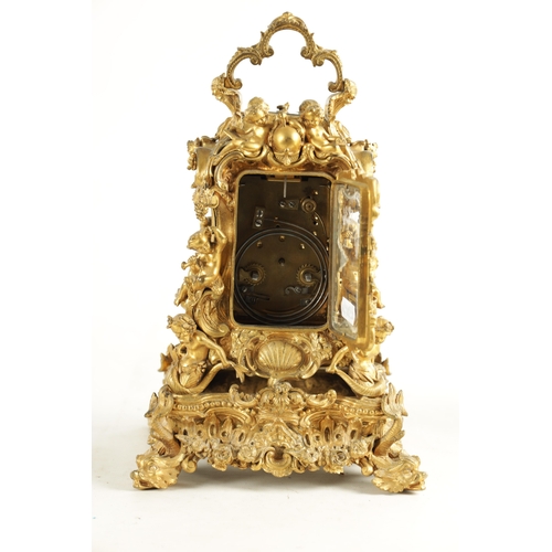 1079 - A FINE AND RARE MID 19TH CENTURY FRENCH GILT BRASS AND SEVRES STYLE LIMOGES ENAMEL PANELLED ROCOCO R... 