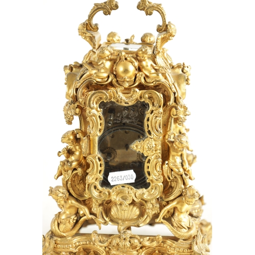 1079 - A FINE AND RARE MID 19TH CENTURY FRENCH GILT BRASS AND SEVRES STYLE LIMOGES ENAMEL PANELLED ROCOCO R... 