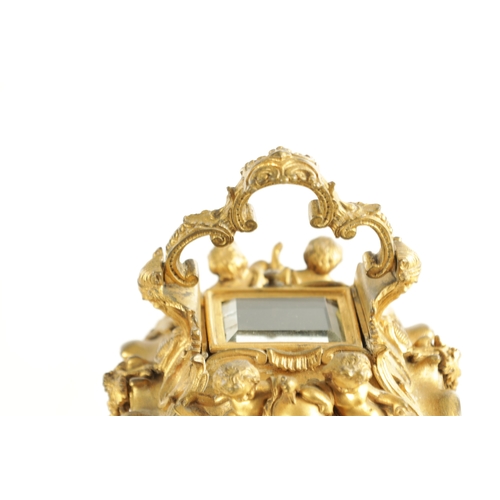 1079 - A FINE AND RARE MID 19TH CENTURY FRENCH GILT BRASS AND SEVRES STYLE LIMOGES ENAMEL PANELLED ROCOCO R... 