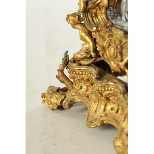 1079 - A FINE AND RARE MID 19TH CENTURY FRENCH GILT BRASS AND SEVRES STYLE LIMOGES ENAMEL PANELLED ROCOCO R... 