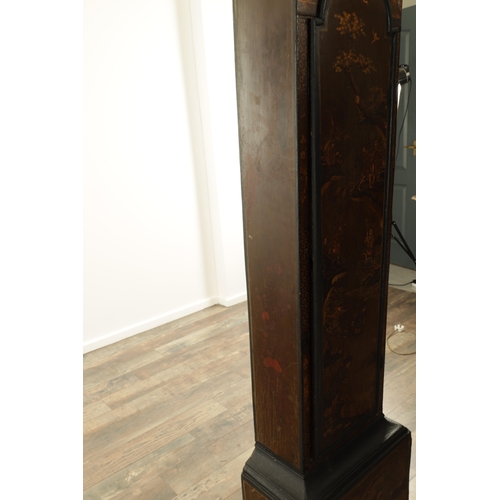 1086 - PAUL RIMBAULT, LONDON. AN EARLY 18TH CENTURY EIGHT-DAY LACQUER WORK LONGCASE CLOCK the 12