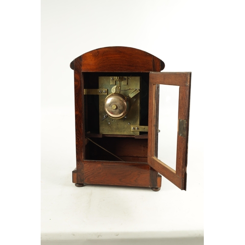 1088 - BENNETT, LONDON. A MID 19TH CENTURY ROSEWOOD DOUBLE FUSEE BRACKET CLOCK, the case with carved pedime... 