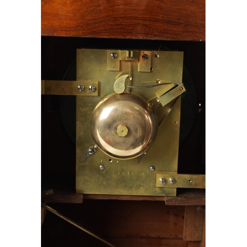 1088 - BENNETT, LONDON. A MID 19TH CENTURY ROSEWOOD DOUBLE FUSEE BRACKET CLOCK, the case with carved pedime... 