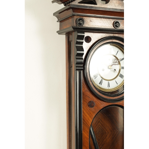 1093 - A 19TH CENTURY DOUBLE WEIGHT VIENNA STYLE REGULATOR WALL CLOCK, the glazed walnut and ebonised case ... 