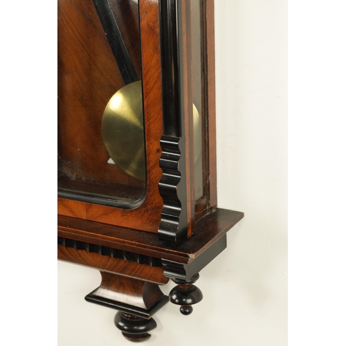 1093 - A 19TH CENTURY DOUBLE WEIGHT VIENNA STYLE REGULATOR WALL CLOCK, the glazed walnut and ebonised case ... 