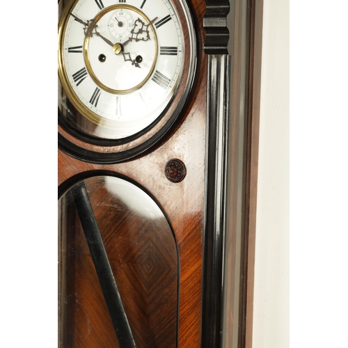 1093 - A 19TH CENTURY DOUBLE WEIGHT VIENNA STYLE REGULATOR WALL CLOCK, the glazed walnut and ebonised case ... 