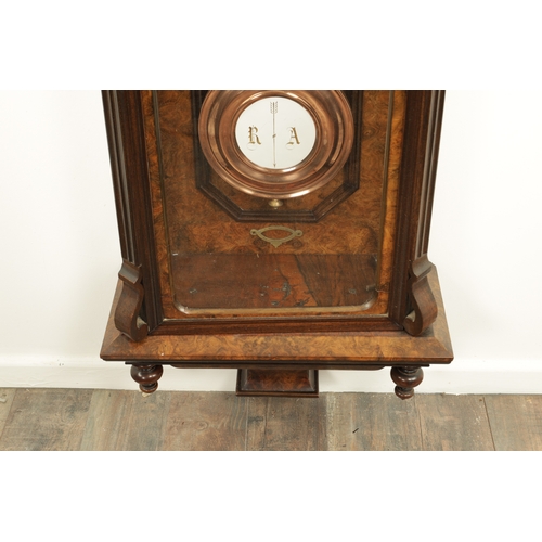 1094 - A LATE 19TH CENTURY GIANT LONG DURATIONS VIENNA STYLE REGULATOR WALL CLOCK, the glazed burr walnut c... 