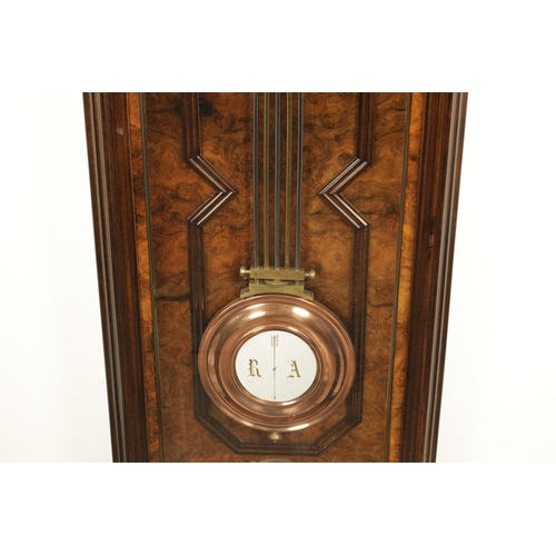 1094 - A LATE 19TH CENTURY GIANT LONG DURATIONS VIENNA STYLE REGULATOR WALL CLOCK, the glazed burr walnut c... 