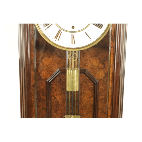 1094 - A LATE 19TH CENTURY GIANT LONG DURATIONS VIENNA STYLE REGULATOR WALL CLOCK, the glazed burr walnut c... 