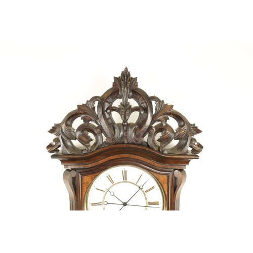 1094 - A LATE 19TH CENTURY GIANT LONG DURATIONS VIENNA STYLE REGULATOR WALL CLOCK, the glazed burr walnut c... 