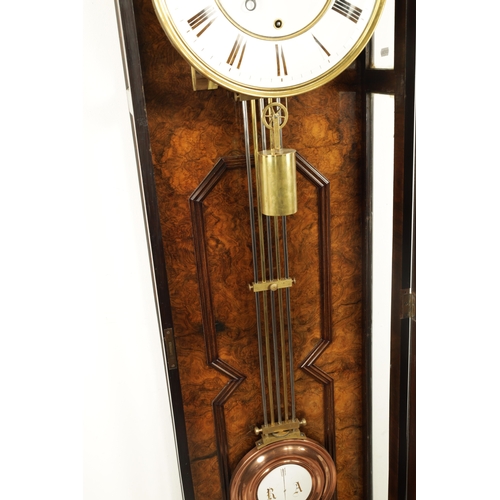 1094 - A LATE 19TH CENTURY GIANT LONG DURATIONS VIENNA STYLE REGULATOR WALL CLOCK, the glazed burr walnut c... 