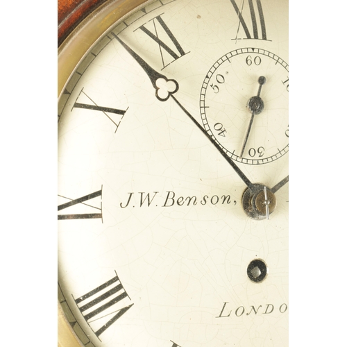 1095 - J.W.BENSON, LUDGATE HILL, LONDON. AN EARLY 19TH CENTURY AND LATER 8” MAHOGANY DROP DIAL FUSEE WALL C... 