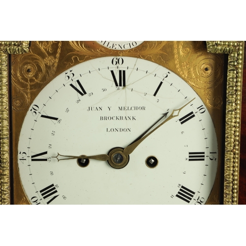 1096 - JUAN Y MELCHOR, BROCKBANK, LONDON. A GEORGE III AND LATER VERGE BRACKET CLOCK, the 19th century inla... 