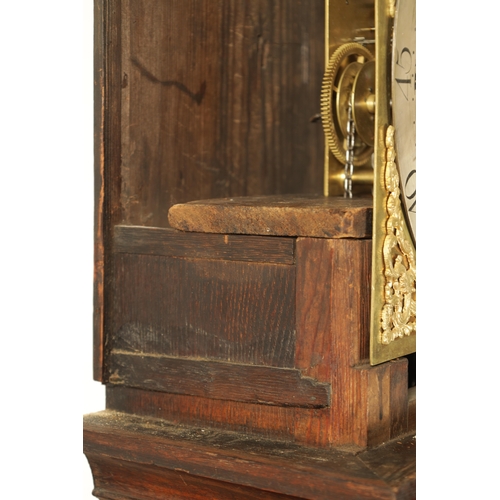 1099 - THOMAS HOUGHTON, CHORLEY. A SMALL GEORGE III OAK 30-HOUR LONGCASE CLOCK the case having an architect... 