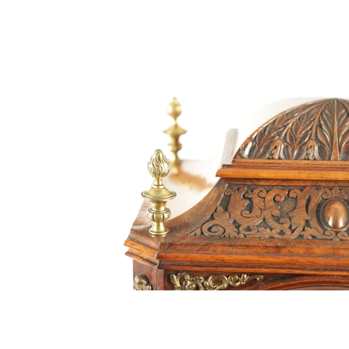 1100 - LENZKIRCH. A LATE 19TH CENTURY GERMAN BURR WALNUT AND ORMOLU MOUNTED BRACKET CLOCK with a carved bel... 