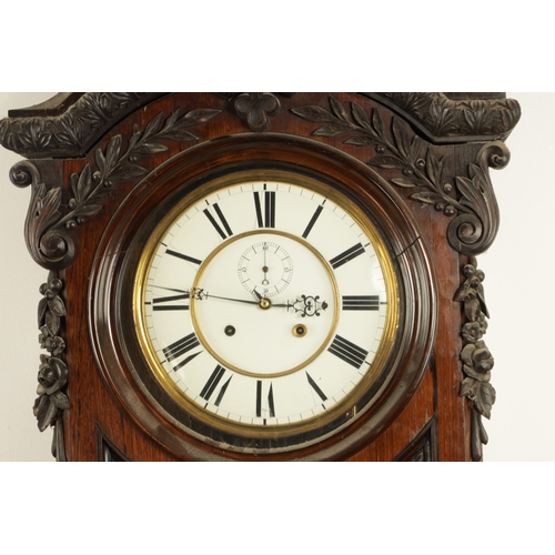 1101 - A LATE 19TH CENTURY GIANT LONG DURATIONS VIENNA STYLE REGULATOR WALL CLOCK, the glazed rosewood case... 