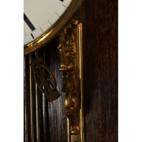 1101 - A LATE 19TH CENTURY GIANT LONG DURATIONS VIENNA STYLE REGULATOR WALL CLOCK, the glazed rosewood case... 