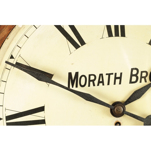 1106 - MORATH BROS. LIVERPOOL. A LARGE LATE 19TH CENTURY FUSEE WALL CLOCK having an oak moulded surround an... 