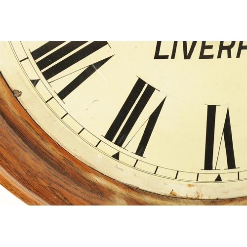 1106 - MORATH BROS. LIVERPOOL. A LARGE LATE 19TH CENTURY FUSEE WALL CLOCK having an oak moulded surround an... 