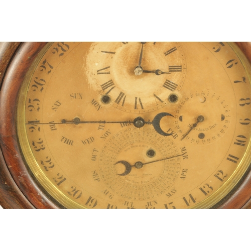 1107 - A 19TH CENTURY GALES PATENT AMERICAN SPRING DRIVEN WALL CLOCK with paper dial having year calendar a... 