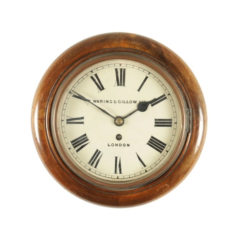 1109 - WARING & GILLOW LTD. LONDON. A 19TH CENTURY 8” WALNUT CASED FUSEE DIAL CLOCK with spun brass bezel e... 