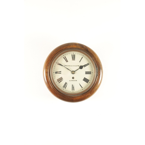 1109 - WARING & GILLOW LTD. LONDON. A 19TH CENTURY 8” WALNUT CASED FUSEE DIAL CLOCK with spun brass bezel e... 