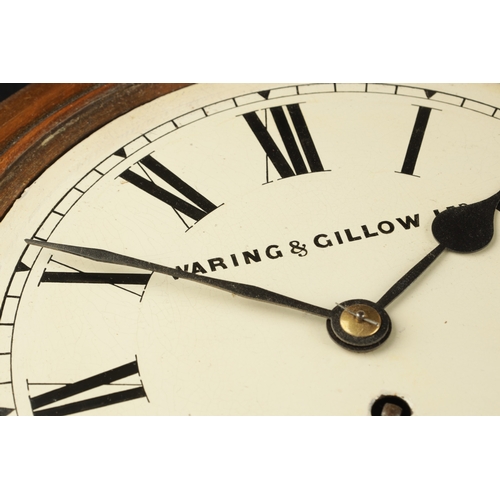 1109 - WARING & GILLOW LTD. LONDON. A 19TH CENTURY 8” WALNUT CASED FUSEE DIAL CLOCK with spun brass bezel e... 