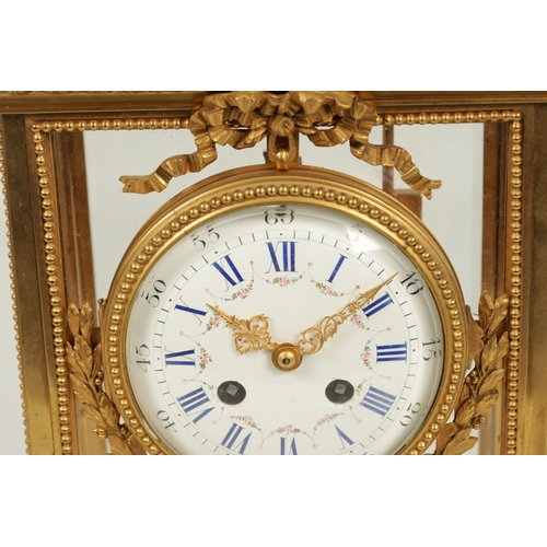 1112 - A FINE LATE 19TH CENTURY GILT BRASS AND WHITE MARBLE FRENCH EMPIRE STYLE MANTEL CLOCK the stylish ca... 