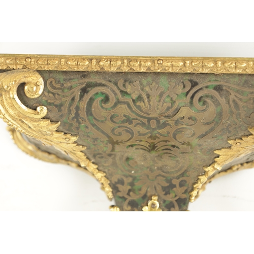 1117 - A LATE 18TH CENTURY FRENCH ORMOLU MOUNTED GREEN TORTOISESHELL BOULLE WORK CLOCK BRACKET, with acanth... 