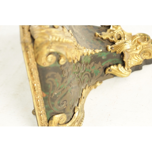 1117 - A LATE 18TH CENTURY FRENCH ORMOLU MOUNTED GREEN TORTOISESHELL BOULLE WORK CLOCK BRACKET, with acanth... 