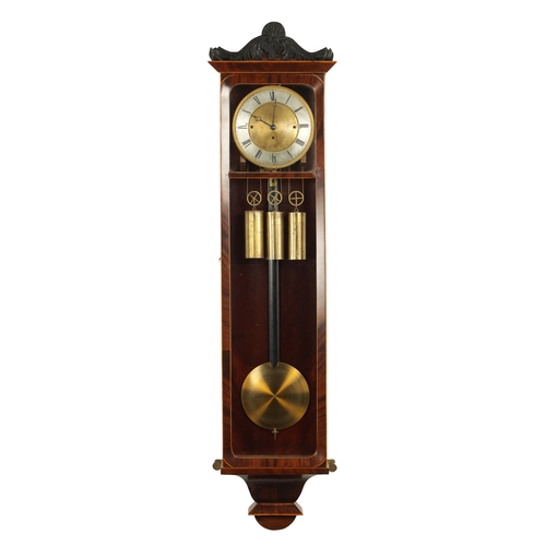 1118 - AN AUSTRIAN BIEDERMEIER GRAND SONNERIE VIENNA REGULATOR WALL CLOCK, the slender figured mahogany cas... 