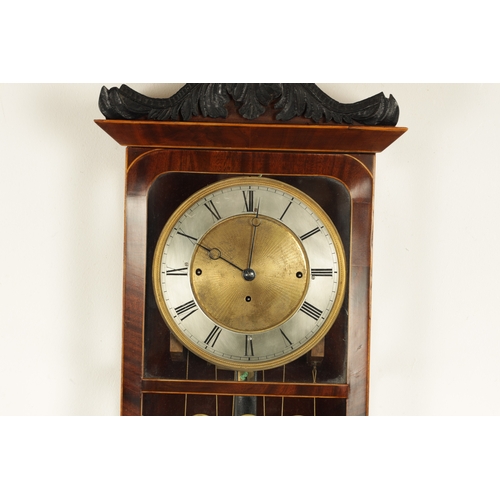 1118 - AN AUSTRIAN BIEDERMEIER GRAND SONNERIE VIENNA REGULATOR WALL CLOCK, the slender figured mahogany cas... 