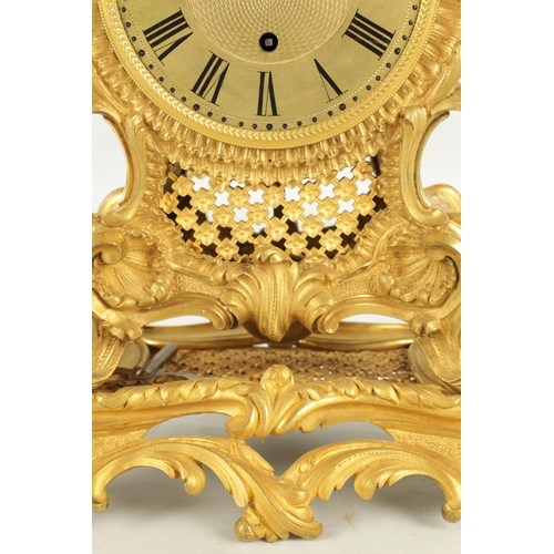 1126 - WEBSTER, LONDON. A 19TH CENTURY GILT BRONZE ENGLISH FUSEE ROCOCO STYLE MANTEL CLOCK the 4