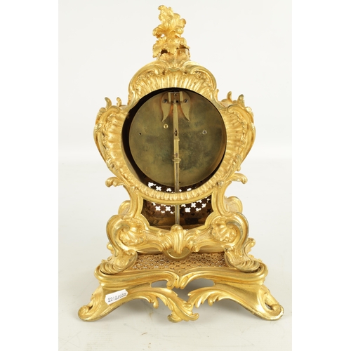 1126 - WEBSTER, LONDON. A 19TH CENTURY GILT BRONZE ENGLISH FUSEE ROCOCO STYLE MANTEL CLOCK the 4