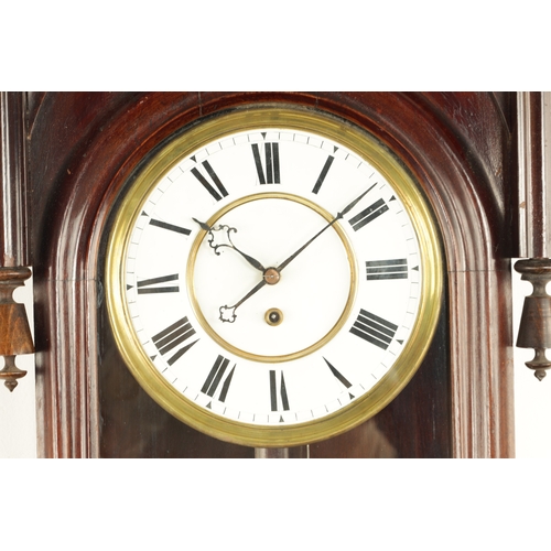 1127 - A 19TH CENTURY GOTHIC STYLE VIENNA REGULATOR WALL CLOCK, the glazed case with lancet pediment and mo... 